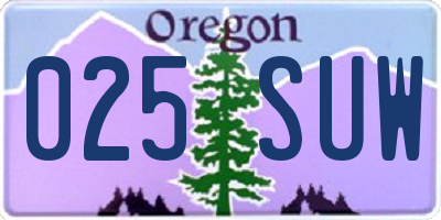 OR license plate 025SUW