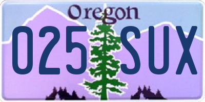 OR license plate 025SUX