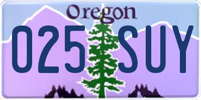 OR license plate 025SUY