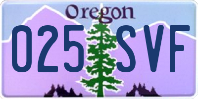 OR license plate 025SVF