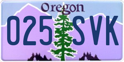 OR license plate 025SVK