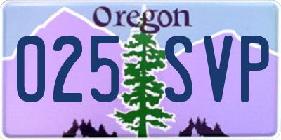 OR license plate 025SVP