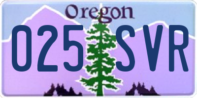 OR license plate 025SVR
