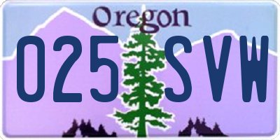 OR license plate 025SVW