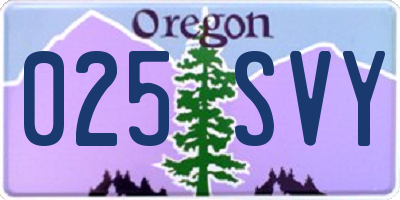 OR license plate 025SVY