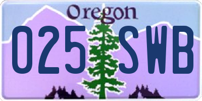 OR license plate 025SWB