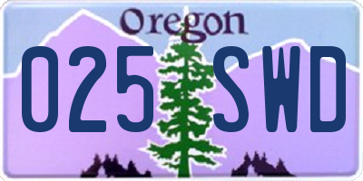 OR license plate 025SWD