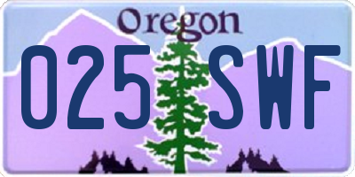 OR license plate 025SWF