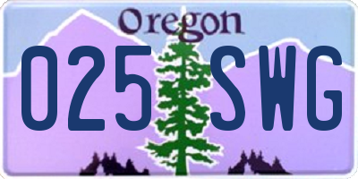 OR license plate 025SWG