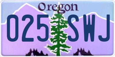 OR license plate 025SWJ