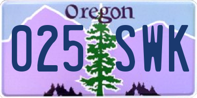 OR license plate 025SWK