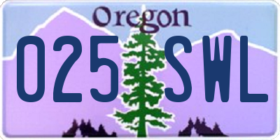 OR license plate 025SWL