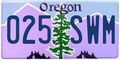 OR license plate 025SWM