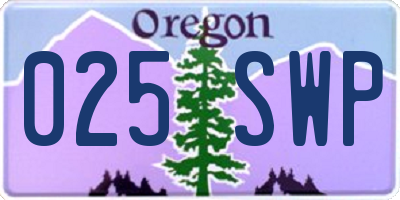 OR license plate 025SWP
