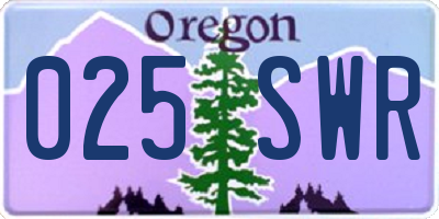 OR license plate 025SWR