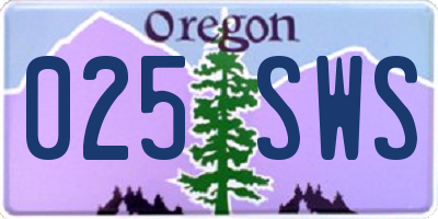 OR license plate 025SWS