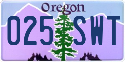 OR license plate 025SWT