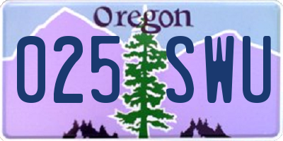 OR license plate 025SWU