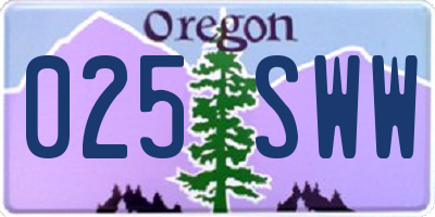 OR license plate 025SWW