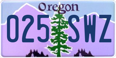 OR license plate 025SWZ