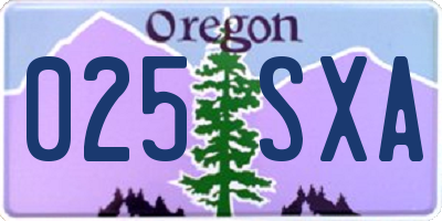 OR license plate 025SXA