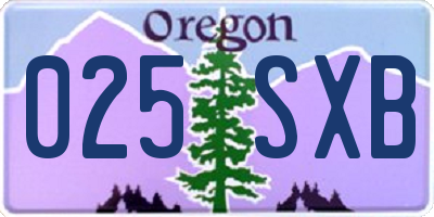 OR license plate 025SXB