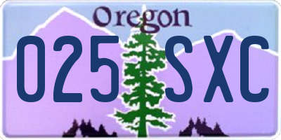OR license plate 025SXC