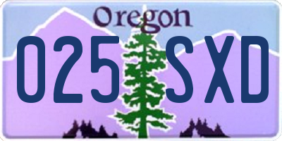 OR license plate 025SXD