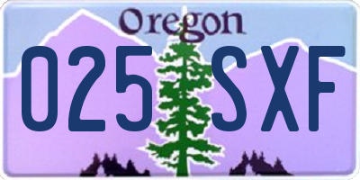 OR license plate 025SXF