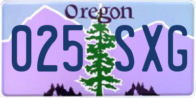 OR license plate 025SXG