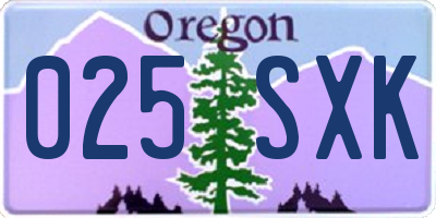OR license plate 025SXK
