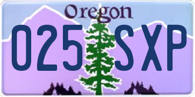 OR license plate 025SXP