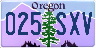 OR license plate 025SXV