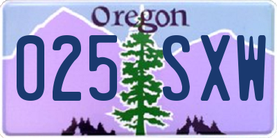 OR license plate 025SXW