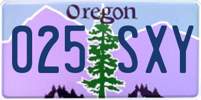 OR license plate 025SXY
