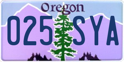 OR license plate 025SYA