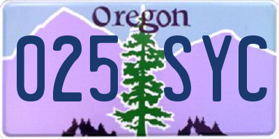 OR license plate 025SYC