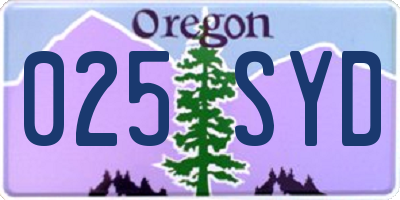 OR license plate 025SYD