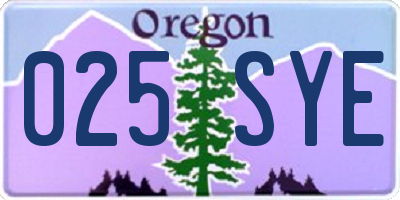 OR license plate 025SYE