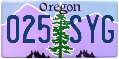 OR license plate 025SYG