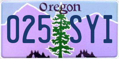 OR license plate 025SYI