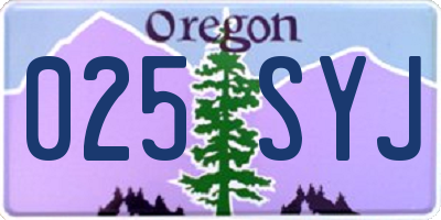 OR license plate 025SYJ