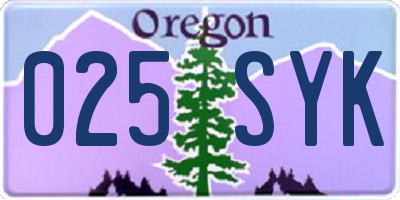 OR license plate 025SYK