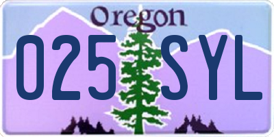 OR license plate 025SYL