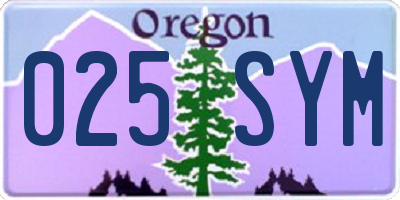 OR license plate 025SYM