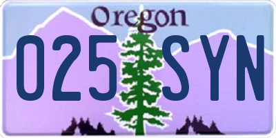OR license plate 025SYN