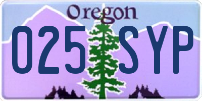 OR license plate 025SYP