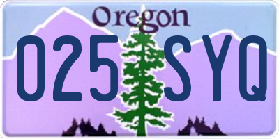 OR license plate 025SYQ