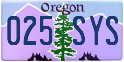 OR license plate 025SYS