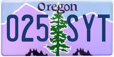 OR license plate 025SYT